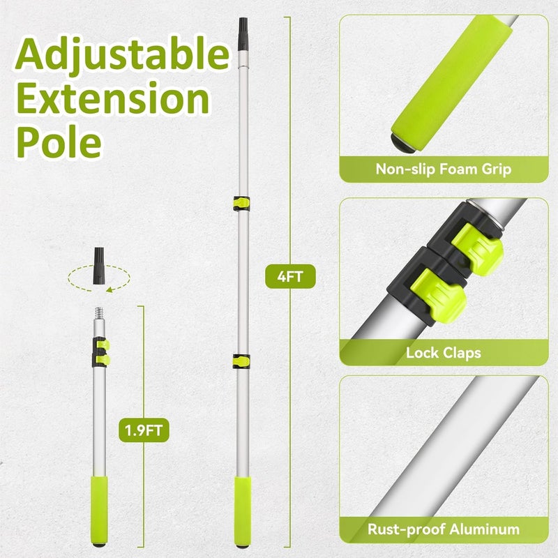 HOUIT House Paint Roller Kit with Extension Pole, Home Wall Painting Supplies Set, with Paint Brush, Paint Tray, Multi-Angle Paint Brush Extender - Image 2